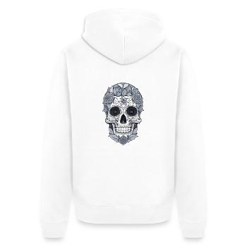 Schädel - Unisex Premium Bio Zip Hoodie - Weiß - Hinten - Thijin (182cm)
