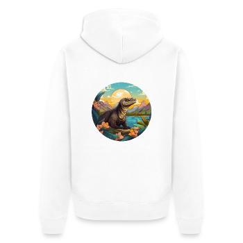 Komodowaran - Unisex Premium Bio Zip Hoodie - Weiß - Hinten - Thijin (182cm)
