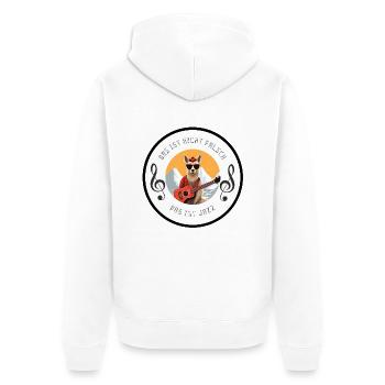 Lama spielt Ukulele - Unisex Premium Bio Zip Hoodie - Weiß - Hinten - Thijin (182cm)