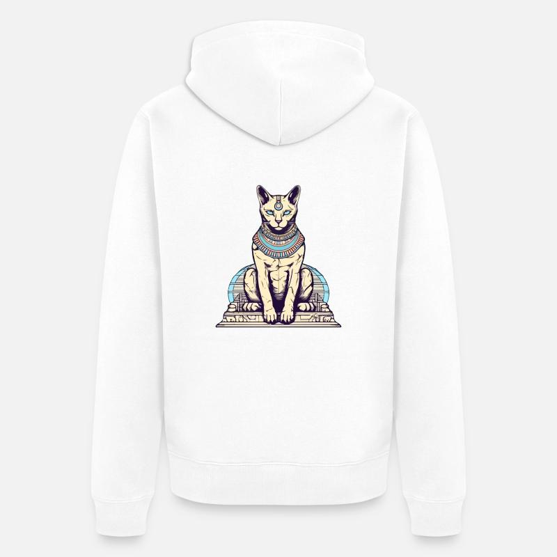 Le chat dieu Egyptien n°5 - Veste à capuche bio Premium Unisexe - blanc