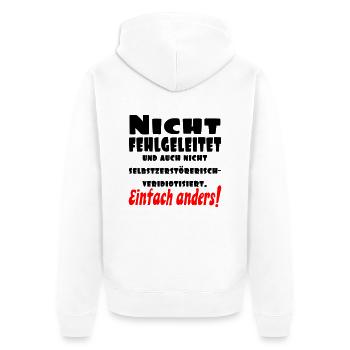Nicht fehlgeleitet - Unisex Premium Bio Zip Hoodie - Weiß - Hinten - Thijin (182cm)