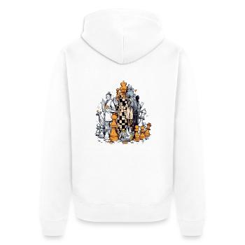 Tour échiquéenne - Veste à capuche bio Premium Unisexe - blanc - Dos - Thijin (182cm)