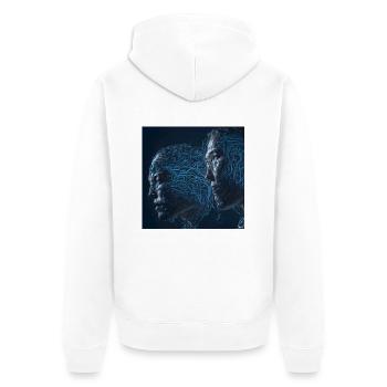 Future Vision 2 - Unisex Premium Bio Zip Hoodie - Weiß - Hinten - Thijin (182cm)