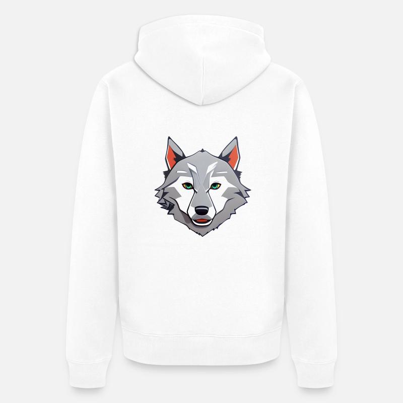 Loup - Veste à capuche bio Premium Unisexe - blanc
