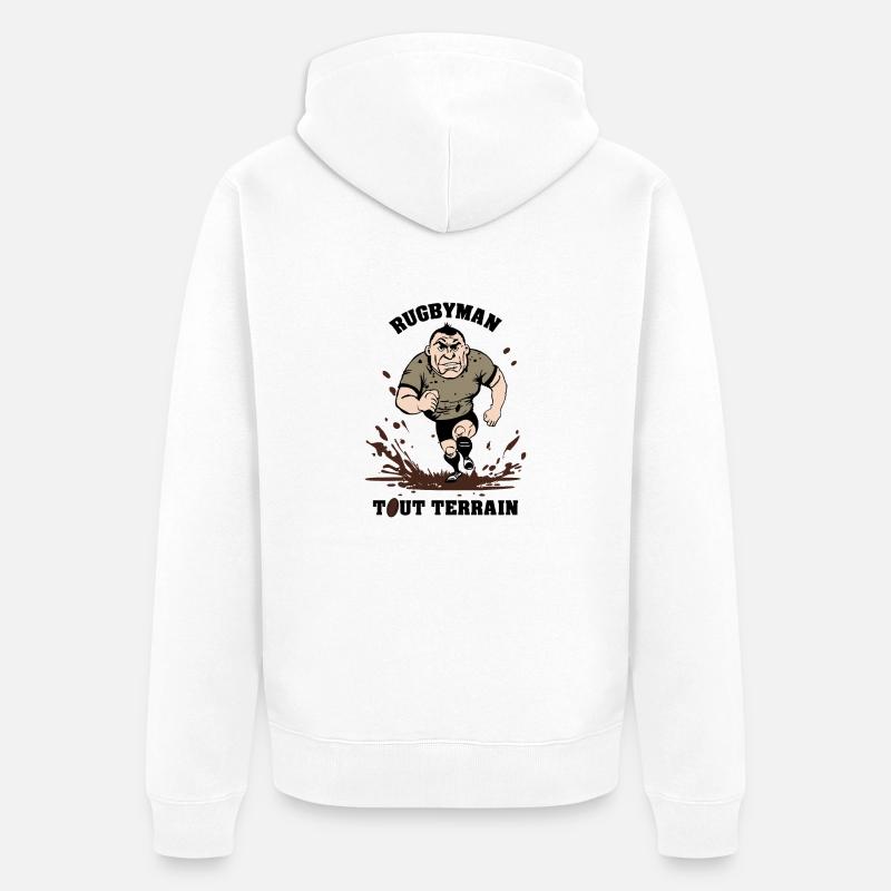 RUGBYMAN TOUT TERRAIN ! - Veste à capuche bio Premium Unisexe - blanc