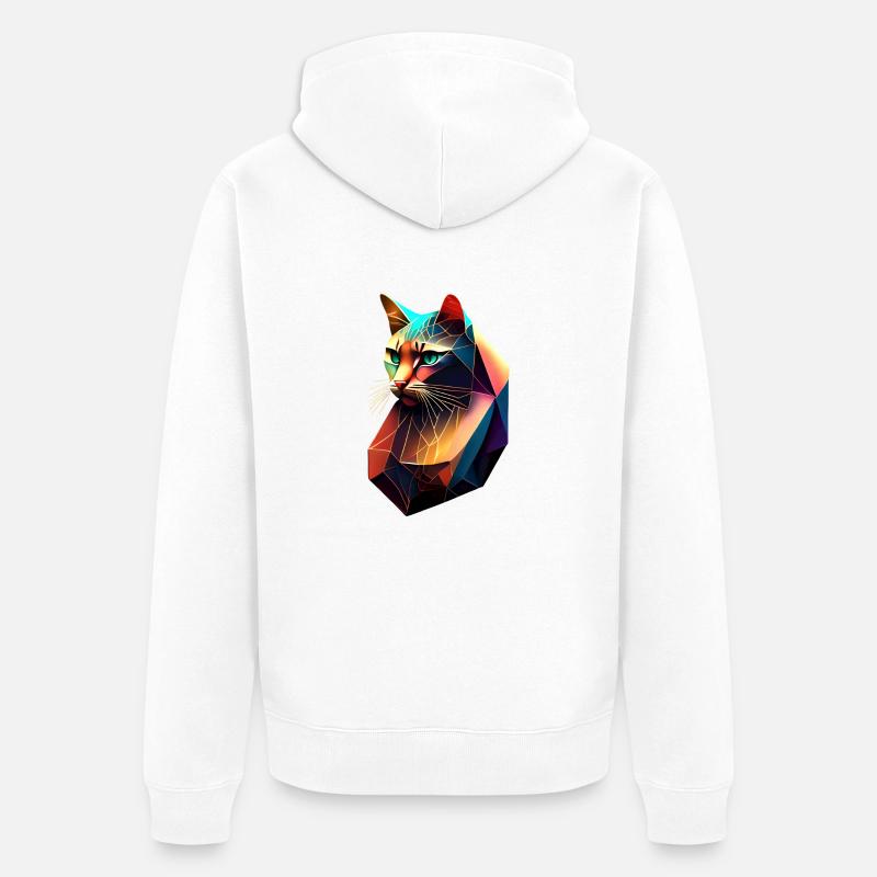 Chat Domestique Chaton Chaton Propriétaire - Veste à capuche bio Premium Unisexe - blanc