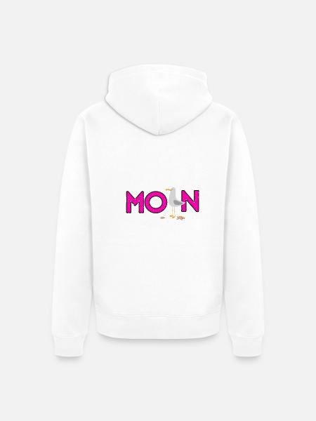 MOIN Möwe pink - Urlaub im Norden - Unisex Premium Bio Zip Hoodie - Weiß
