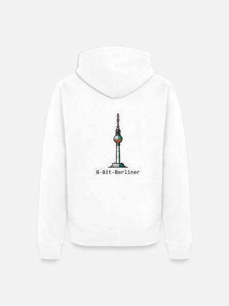 8 Bit Berliner: Pixel Fernsehturm - Unisex Premium Bio Zip Hoodie - Weiß
