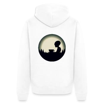 Alien Alien Coffee Silhouette Night Sky - Unisex Premium Organic Zip Hoodie - white - Back - Thijin (182cm)