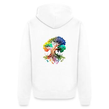 Lebensbaum Yoga Baum des Lebens Meditation - Unisex Premium Bio Zip Hoodie - Weiß - Hinten - Thijin (182cm)