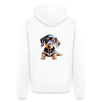 Dachshund Hund Dackelwelpe Hundehalter Hunde - Unisex Premium Bio Zip Hoodie - Weiß - Hinten - Thijin (182cm)
