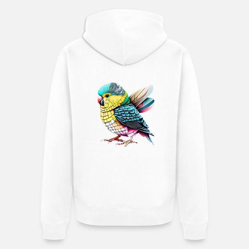 Perruche Oiseau Calopsitte Propriétaire d’oiseau - Veste à capuche bio Premium Unisexe - blanc