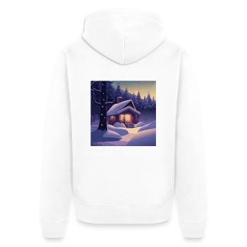 Hütte im Wald - Unisex Premium Bio Zip Hoodie - Weiß - Hinten - Thijin (182cm)