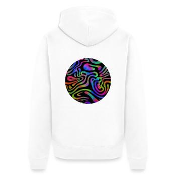 Acid Wave Ästhetische Farben - Unisex Premium Bio Zip Hoodie - Weiß - Hinten - Thijin (182cm)