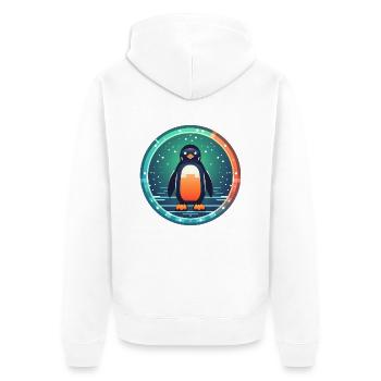 Penguin Surrounded by Snow, Love Penguins - Unisex Premium Organic Zip Hoodie - white - Back - Thijin (182cm)