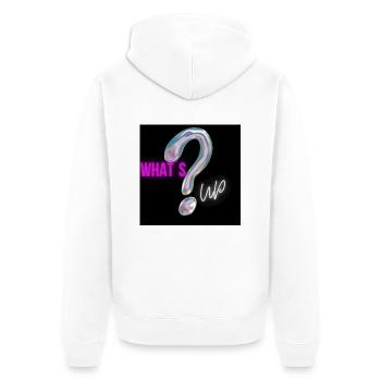 What´s up? - Unisex Premium Bio Zip Hoodie - Weiß - Hinten - Thijin (182cm)
