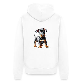 Doberman dog Doberman puppy Doberman trainer - Unisex Premium Organic Zip Hoodie - white - Back - Thijin (182cm)