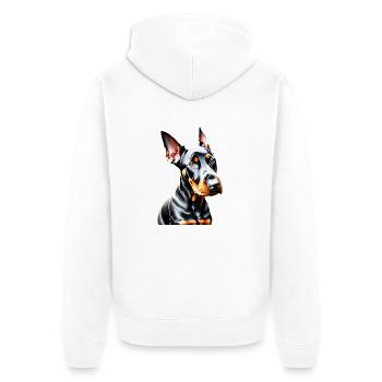 Doberman Doberman chiot chien Doberman dresseur - Veste à capuche bio Premium Unisexe - blanc - Dos - Thijin (182cm)