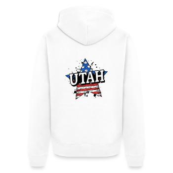 Utah - États-Unis - États-Unis d’Amérique - Veste à capuche bio Premium Unisexe - blanc - Dos - Thijin (182cm)