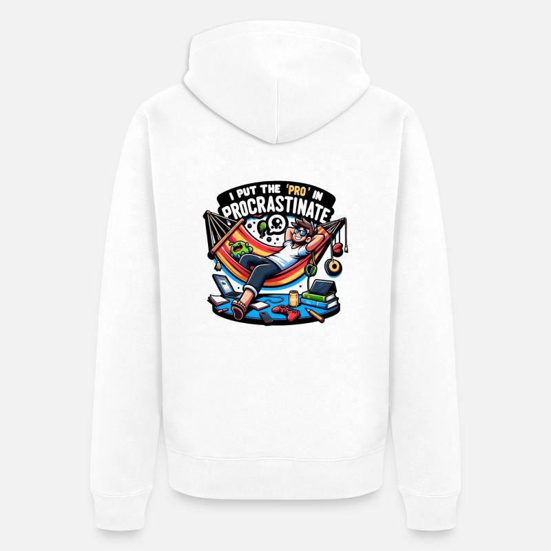 J’ai mis 'Pro' dans Procrastinate - Veste à capuche bio Premium Unisexe - blanc