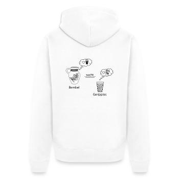 Denkblasen <3 #Bembel #trifft #Schoppe - Unisex Premium Bio Zip Hoodie - Weiß - Hinten - Thijin (182cm)