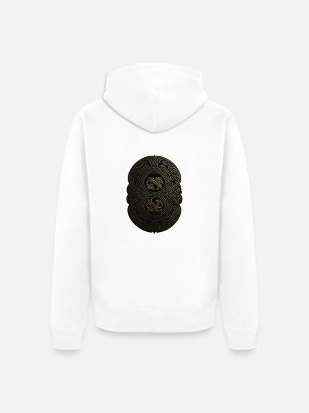 Maya Schwarz-Gold-Monogramm - Unisex Premium Bio Zip Hoodie - Weiß