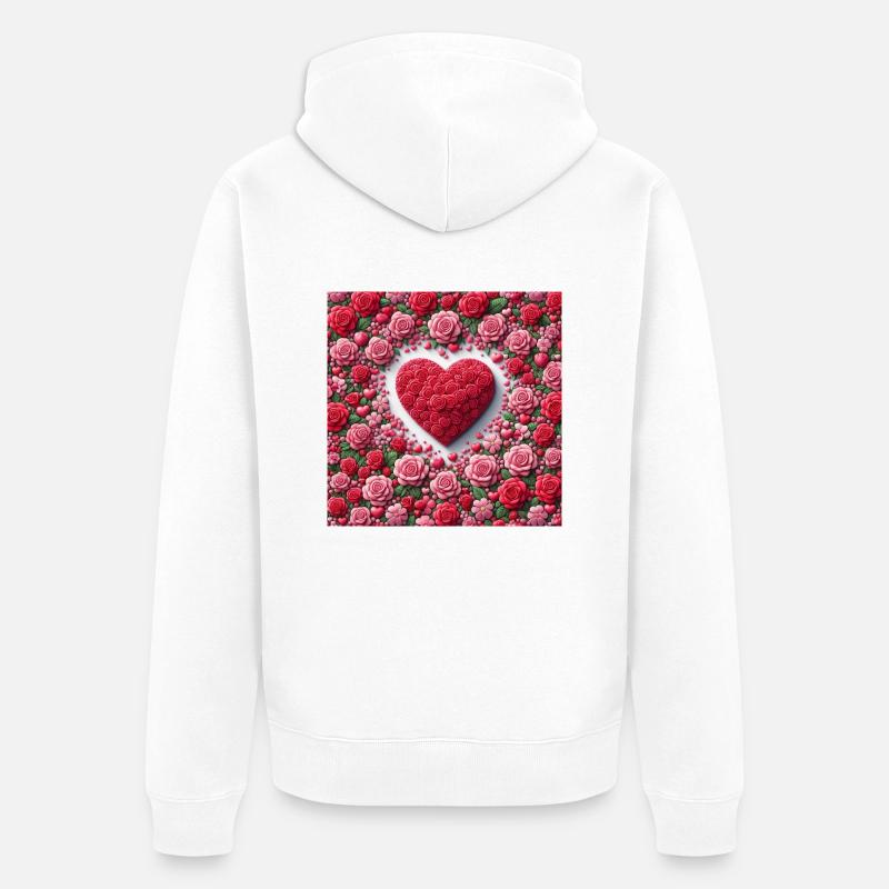 Joyeuse Saint-Valentin - Veste à capuche bio Premium Unisexe - blanc