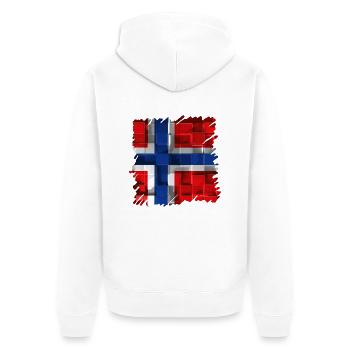 Norwegen Norwegen Flagge Skandinavien Norden Tor Viking - Unisex Premium Bio Zip Hoodie - Weiß - Hinten - Thijin (182cm)