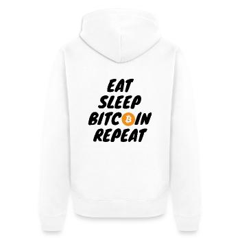 Krypto Eat sleep bitcoin repeat - Unisex Premium Bio Zip Hoodie - Weiß - Hinten - Thijin (182cm)