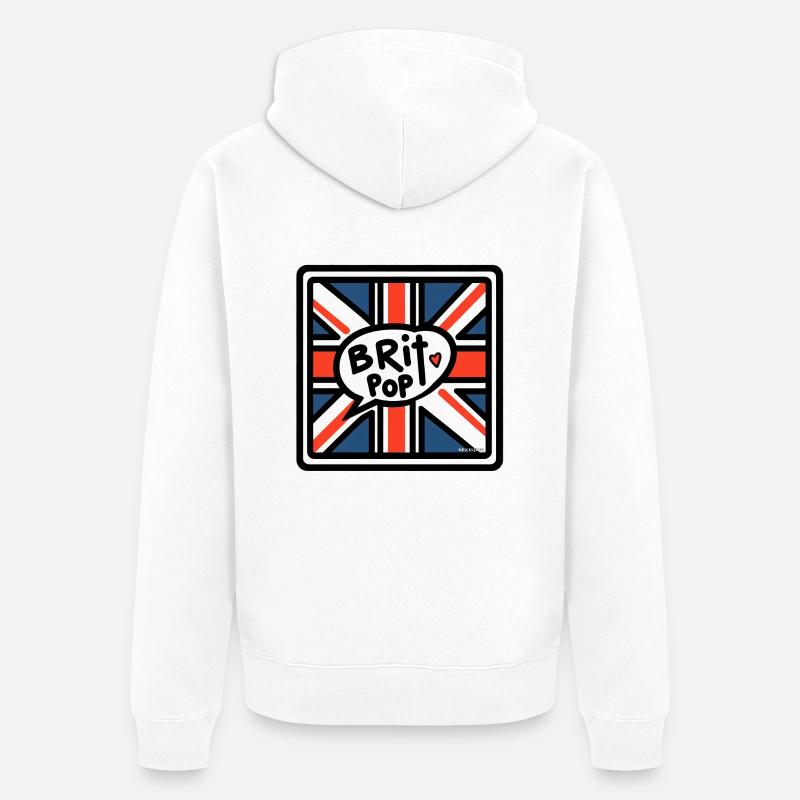 Brit Pop - Union Jack - Veste à capuche bio Premium Unisexe - blanc