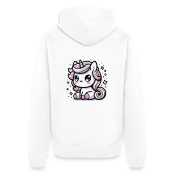 Cute Little Unicorn Kawaii Style 1 - Unisex Premium Organic Zip Hoodie - white - Back - Thijin (182cm)