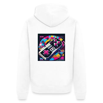 Joystick 3 - Unisex Premium Bio Zip Hoodie - Weiß - Hinten - Thijin (182cm)