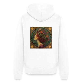 Junges Mädchen mit Blumenkranz - Unisex Premium Bio Zip Hoodie - Weiß - Hinten - Thijin (182cm)