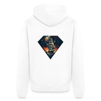 Segelboot Meer Maritime Mond Ozean Nautik T Shirt - Unisex Premium Bio Zip Hoodie - Weiß - Hinten - Thijin (182cm)