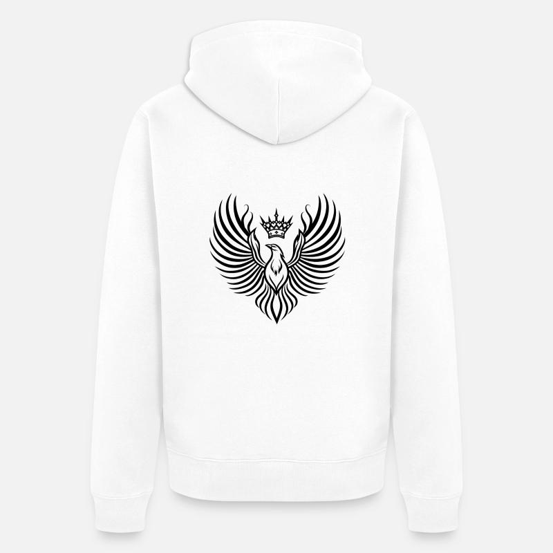 Phoenix mit schwebender Krone - Unisex Premium Bio Zip Hoodie - Weiß