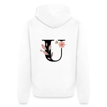 Lettre u fleurs sauvages aquarelles - Veste à capuche bio Premium Unisexe - blanc - Dos - Thijin (182cm)