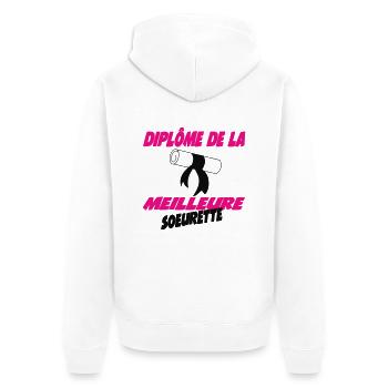 Diploma of the best SISTER - Unisex Premium Organic Zip Hoodie - white - Back - Thijin (182cm)