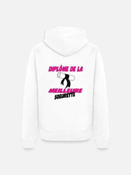 Diplom der besten SCHWESTER - Unisex Premium Bio Zip Hoodie - Weiß