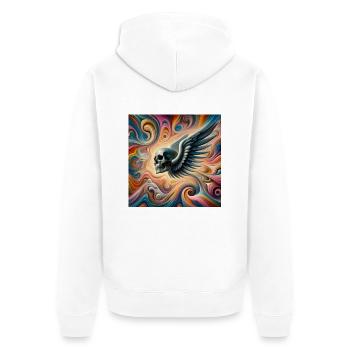 Skull with wings (colorful) - Unisex Premium Organic Zip Hoodie - white - Back - Thijin (182cm)