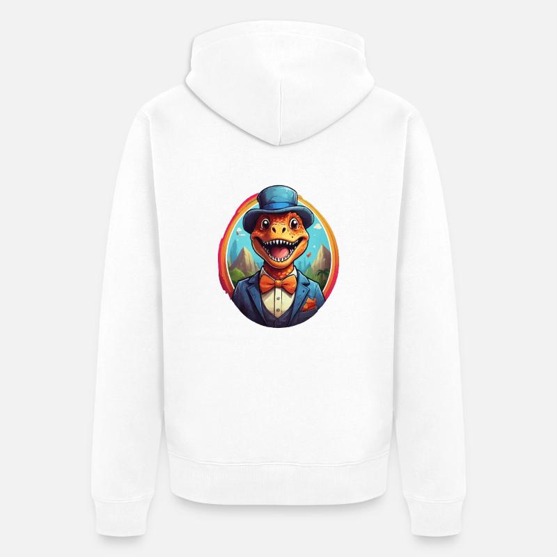 Bande dessinée drôle de dinosaure - Veste à capuche bio Premium Unisexe - blanc