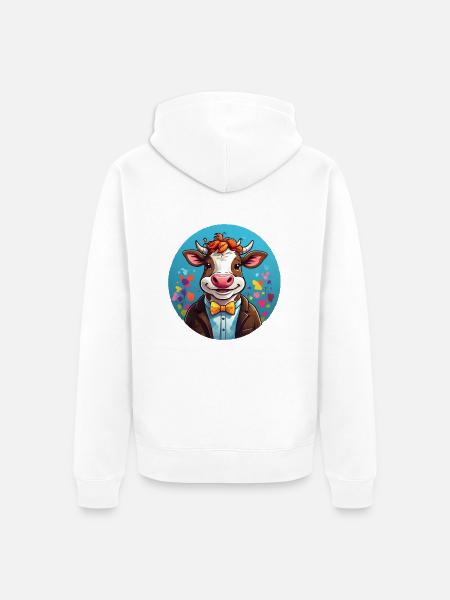 Funny Cow Comic - Unisex Premium Organic Zip Hoodie - white