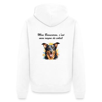 Beauceron rayon de soleil - Veste à capuche bio Premium Unisexe - blanc - Dos - Thijin (182cm)
