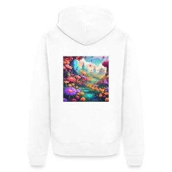 Flowers 1 - Unisex Premium Bio Zip Hoodie - Weiß - Hinten - Thijin (182cm)
