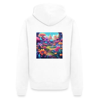 Flowers 2 - Unisex Premium Bio Zip Hoodie - Weiß - Hinten - Thijin (182cm)