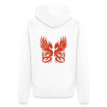 Fantasy Dragon Anime Drachenkopf Mythisch Reptil Magie - Unisex Premium Bio Zip Hoodie - Weiß - Hinten - Thijin (182cm)