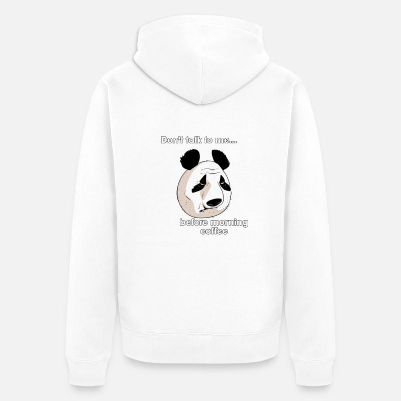 Morgenkaffee (englische Version) - Unisex Premium Bio Zip Hoodie - Weiß