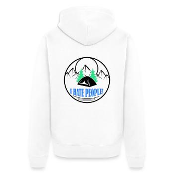 i hate people - Unisex Premium Organic Zip Hoodie - white - Back - Thijin (182cm)