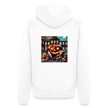 Blutiges Halloween - Unisex Premium Bio Zip Hoodie - Weiß - Hinten - Thijin (182cm)