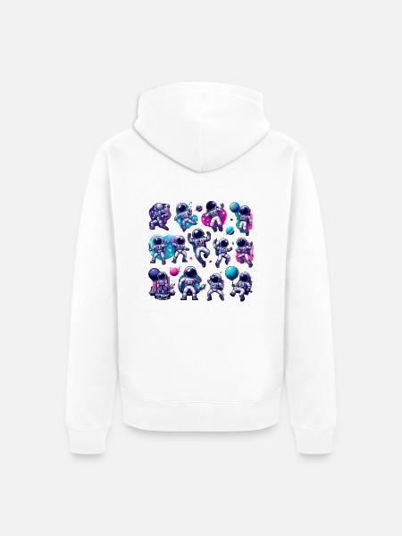 Astronaut und Planet - Unisex Premium Bio Zip Hoodie - Weiß