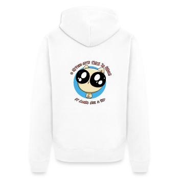 Chaton aux yeux très kawaii - Veste à capuche bio Premium Unisexe - blanc - Dos - Thijin (182cm)